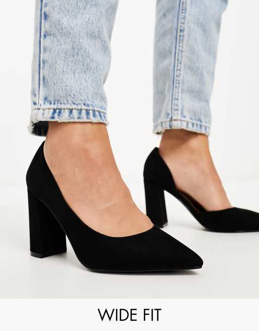 Black high heels wide fit best sale