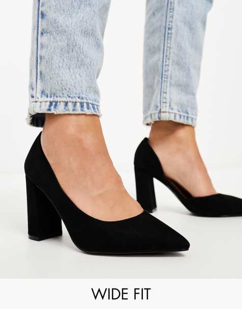 ASOS DESIGN Wide Fit – Winston – D'Orsay-High Heels aus Wildlederimitat in Schwarz, weite Passform - view 1