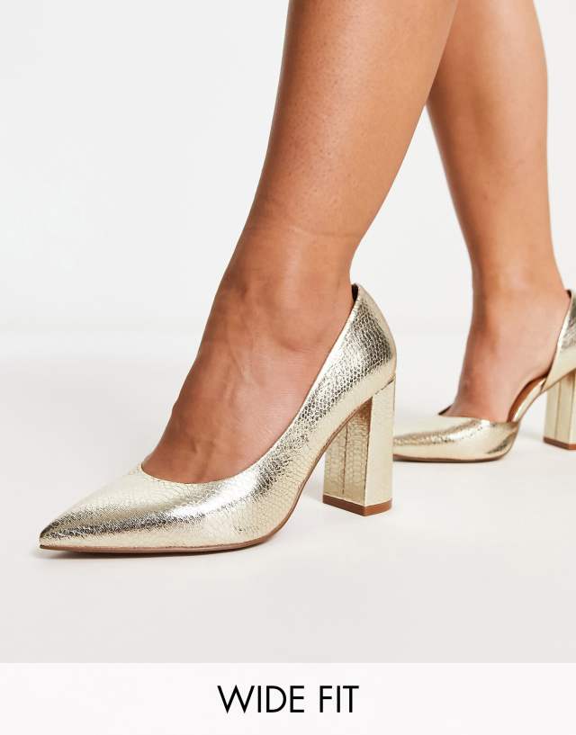 ASOS DESIGN Wide Fit Winston d'orsay high heels in gold