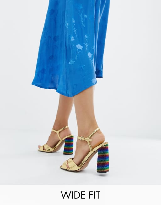 Multicolor block cheap heels