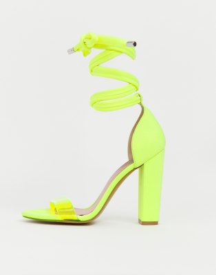 neon green block heels