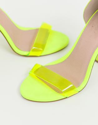 neon yellow and clear heels