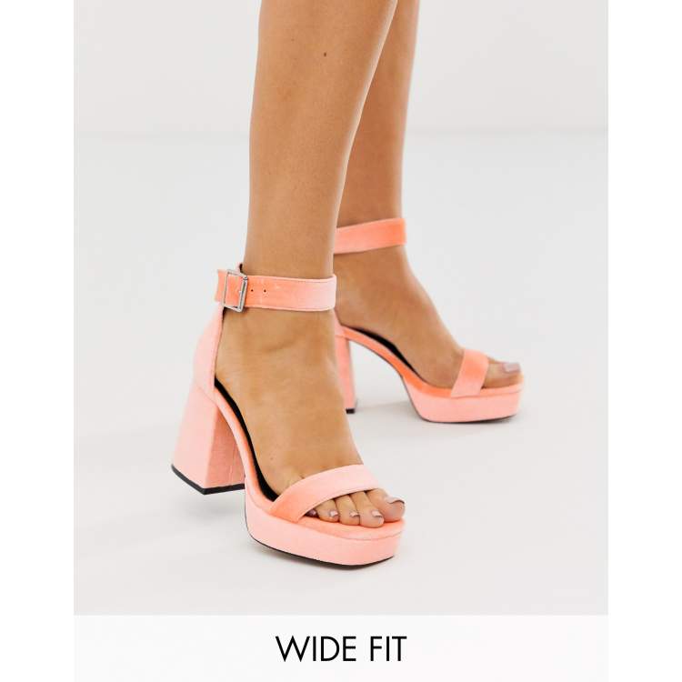 ASOS DESIGN Wide Fit Witty chunky platform block heels in peach