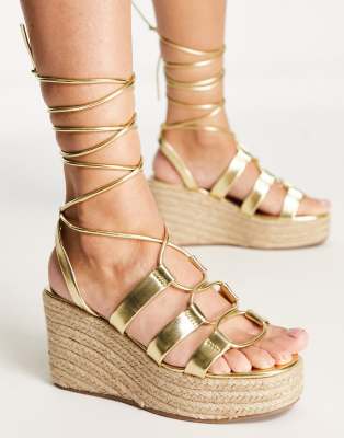 gold flatform sandals
