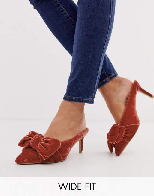 Velvet store mules heels