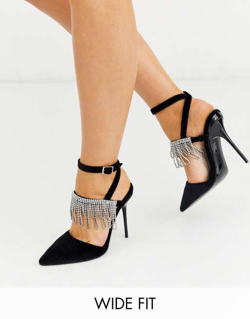 black heels with embellishment