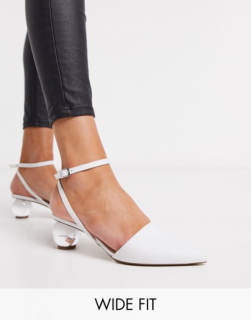 ASOS DESIGN Wide Fit Writer ball heels in white
