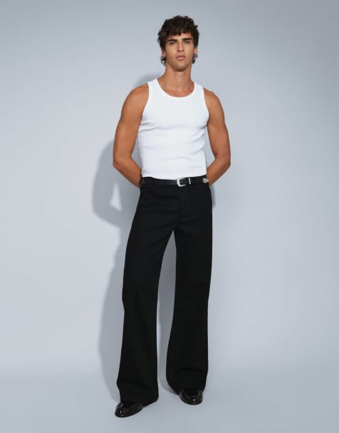 ASOS DESIGN wide flare jean in black - view 1
