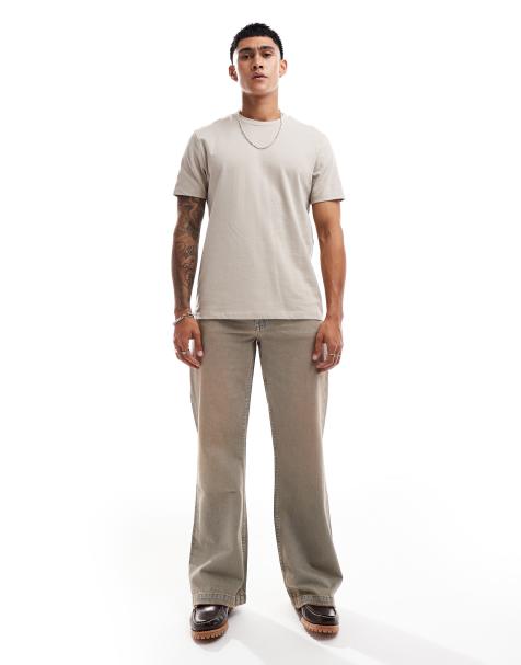ASOS DESIGN wide flare jean in light wash with tint - view 1