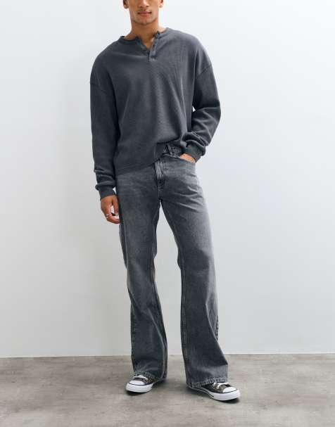 ASOS DESIGN wide flare jeans i grå vask - view 1