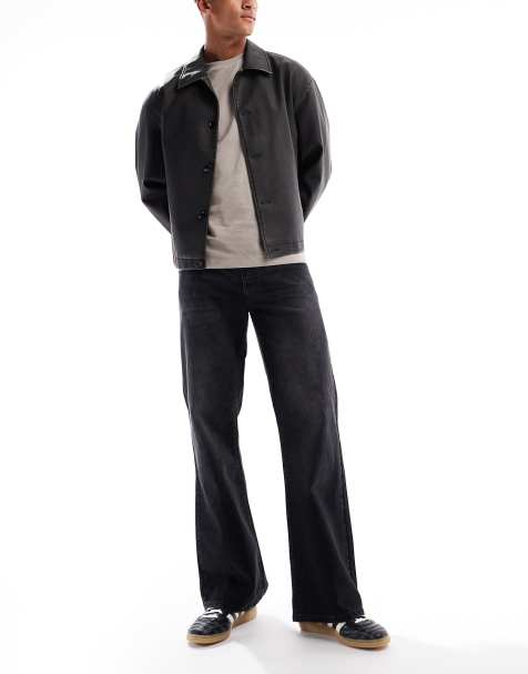 ASOS DESIGN wide flare jeans in black wash - view 1