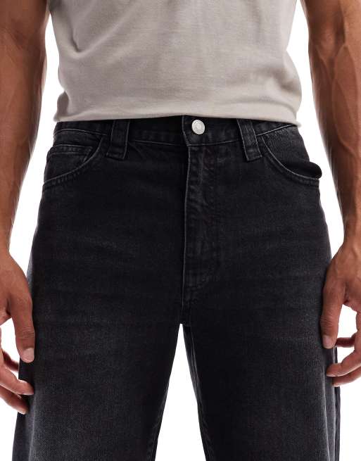 ASOS DESIGN wide flare jeans in black wash, 5 of 5