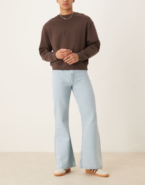 ASOS DESIGN wide flare jeans in bleached blue - view 1