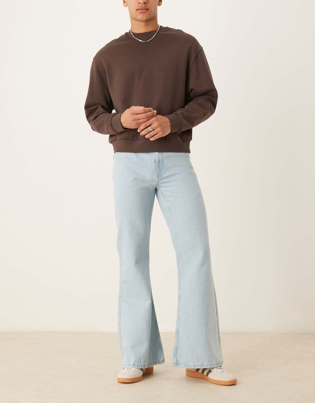 ASOS DESIGN wide flare jeans in bleached blue