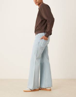 ASOS DESIGN wide flare jeans in bleached blue