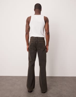 Asos Design Wide Flare Jeans In Black