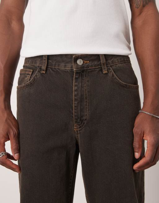 ASOS DESIGN wide flare jeans in brown wash