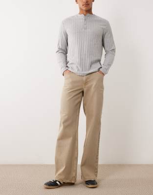 Asos Design Wide Flare Jeans In Brown