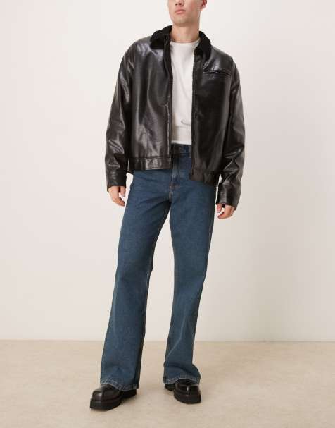 ASOS DESIGN wide flare jeans in dark wash blue - view 1