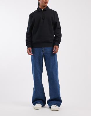 ASOS DESIGN wide flare jeans in dark wash blue