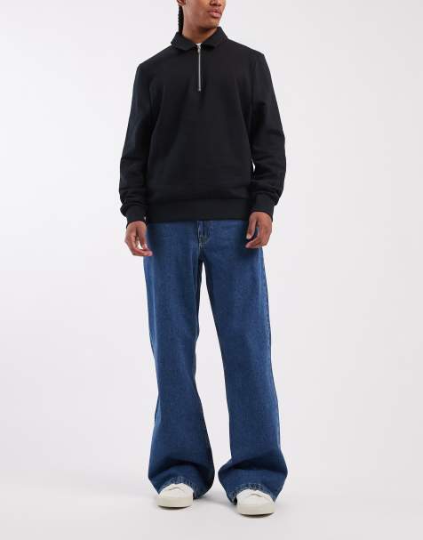 ASOS DESIGN wide flare jeans in dark wash blue - view 1
