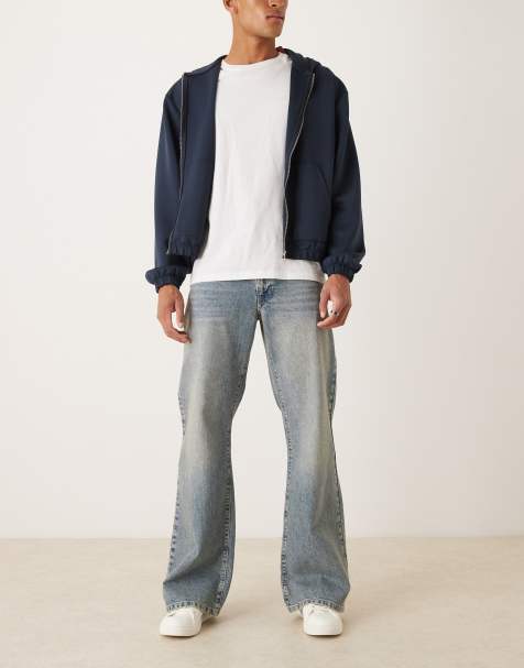 ASOS DESIGN wide flare jeans in light wash blue with tint - view 1
