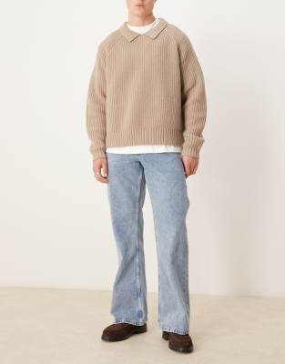 ASOS DESIGN wide flare jeans in light wash blue