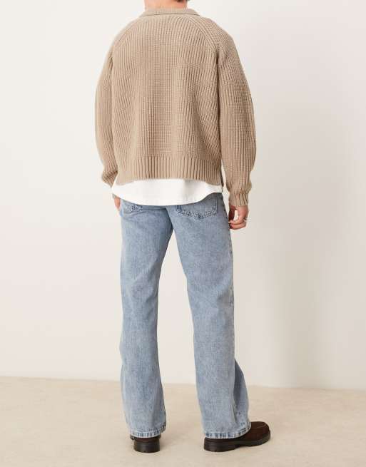 ASOS DESIGN wide flare jeans in light wash blue, 3 of 5