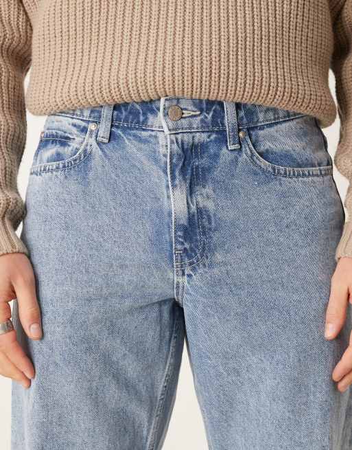 ASOS DESIGN wide flare jeans in light wash blue, 4 of 5