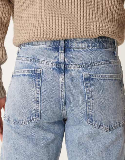 ASOS DESIGN wide flare jeans in light wash blue