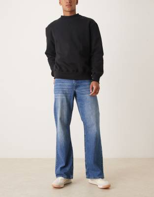 Asos Design Wide Flare Jeans In Blue