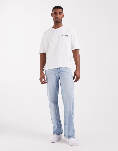 ASOS DESIGN wide flare jeans in  mid wash blue - view 1