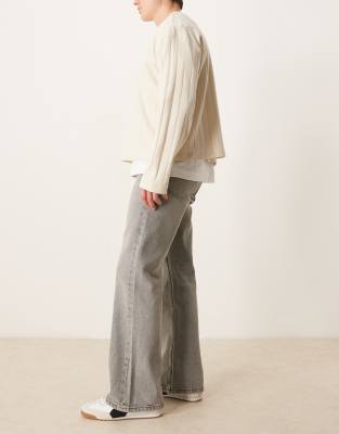 Asos Design Wide Flare Jeans In Gray