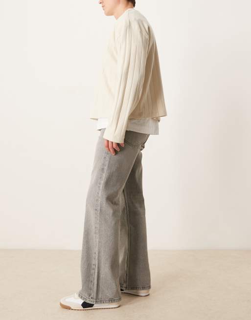 ASOS DESIGN wide flare jeans in vintage gray wash