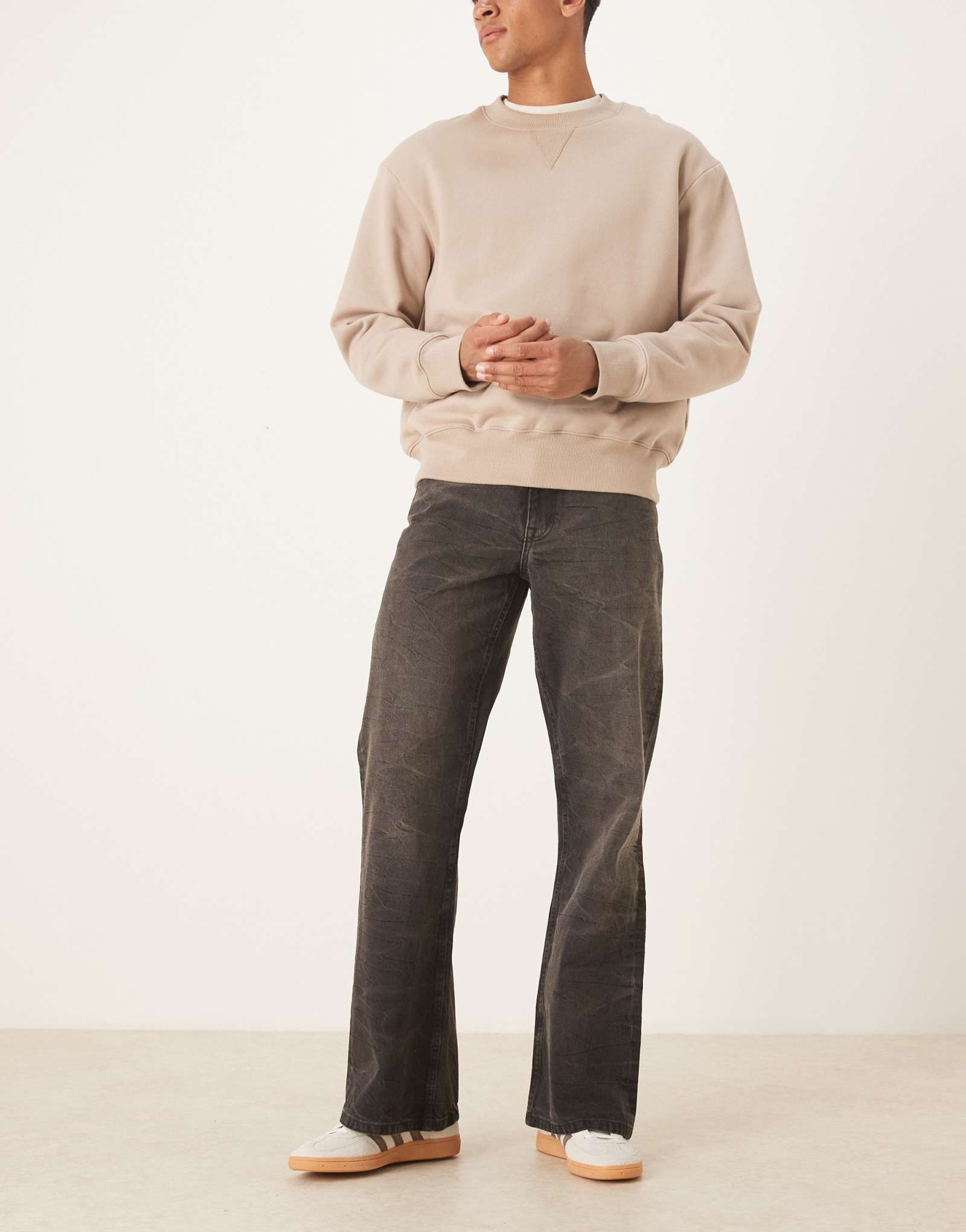 ДИЗАЙНЕРСКИЕ широкие расклешенные джинсы ASOS черного цвета с коричневым отливом