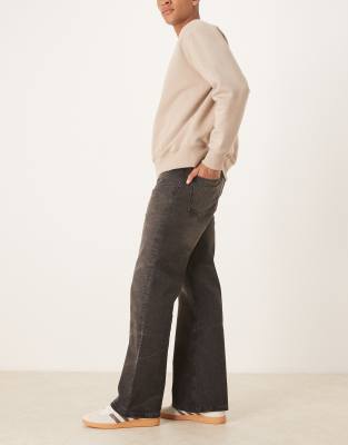 Asos Design Wide Flare Jeans In Brown