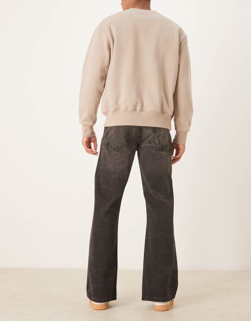 ASOS DESIGN wide flare jeans in washed black with brown tint, 3 of 5