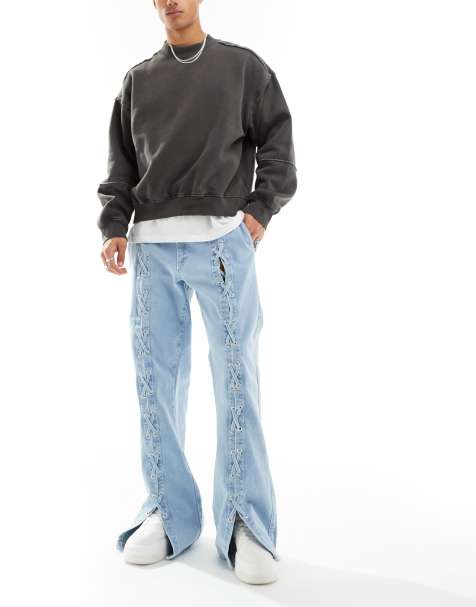 Light-Colored Straight-Leg Loose Wide-Leg Denim Trousers at Rs 2350.00, Men Jeans