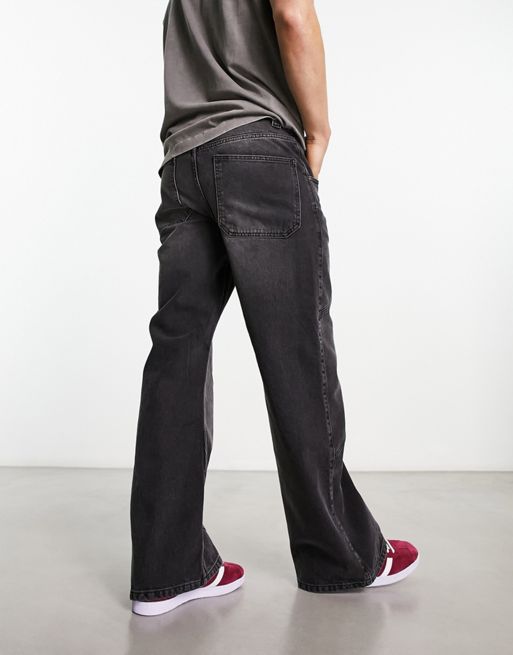ASOS DESIGN v-front soft flare jeans in clean black