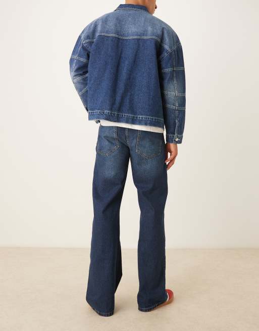 ASOS DESIGN wide flare jeans with tint in dark wash blue, 2 of 5