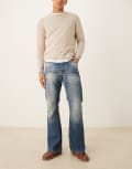 [ASOS DESIGN] ASOS DESIGN wide flare jeans with tint in mid wash blue W34 Light wash blue