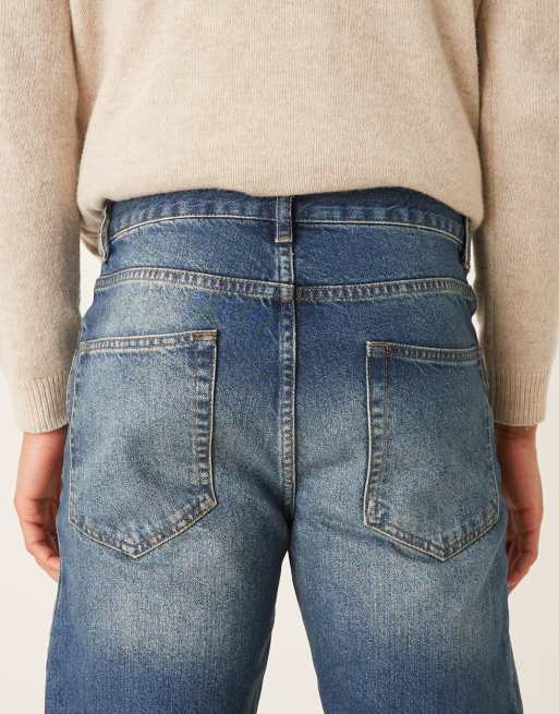 ASOS DESIGN wide flare jeans with tint in mid wash blue, 4 of 5