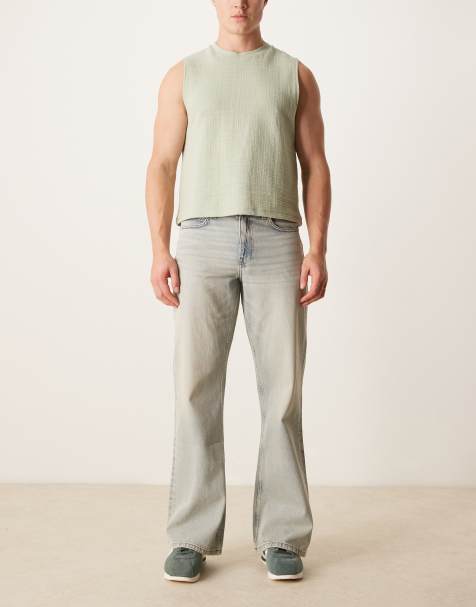 ASOS DESIGN wide flare jeans with vintage tint in light wash blue - view 1