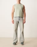 [ASOS DESIGN] ASOS DESIGN wide flare jeans with vintage tint in light wash blue W30 L32 Light wash blue
