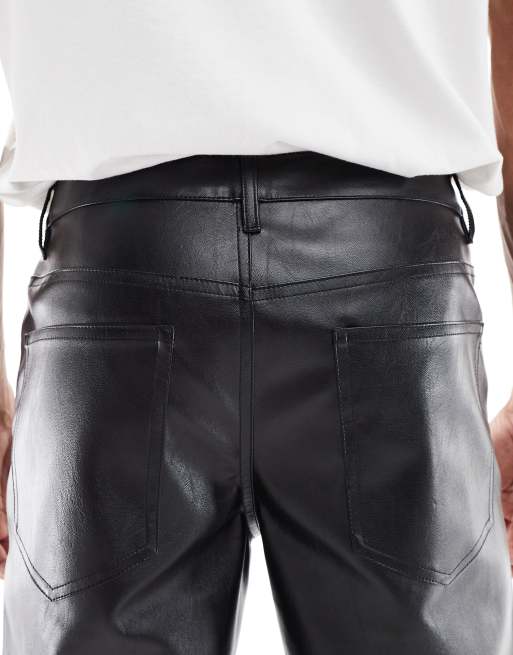 ASOS DESIGN wide flare pants in black faux leather
