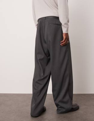 Asos Design Wide Flare Smart Pants In Gray