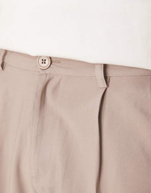ASOS DESIGN wide flare smart pants with pleat in beige, 2 of 5