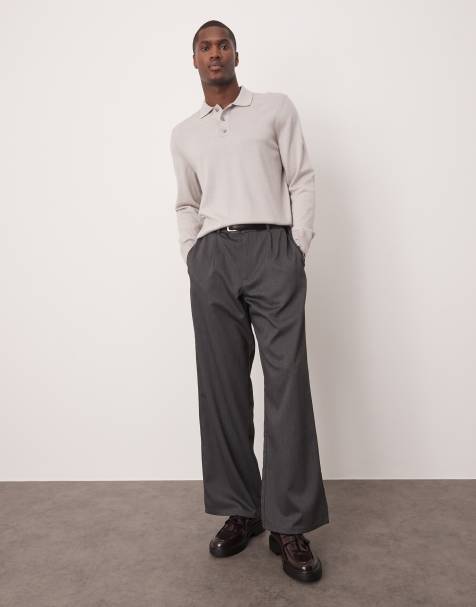 ASOS DESIGN wide flare smart trousers in charcoal - view 1