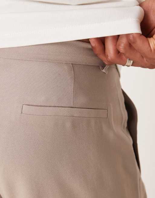 ASOS DESIGN wide flare smart trousers with pleat in beige, 4 of 5