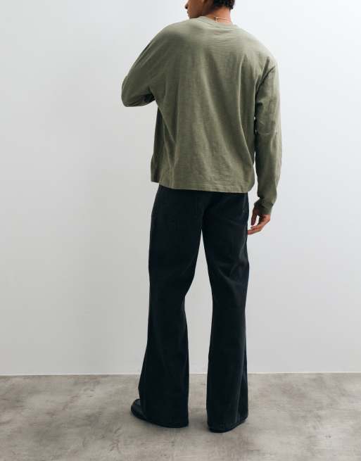 ASOS DESIGN wide flared jeans in dark washed gray, 3 of 5